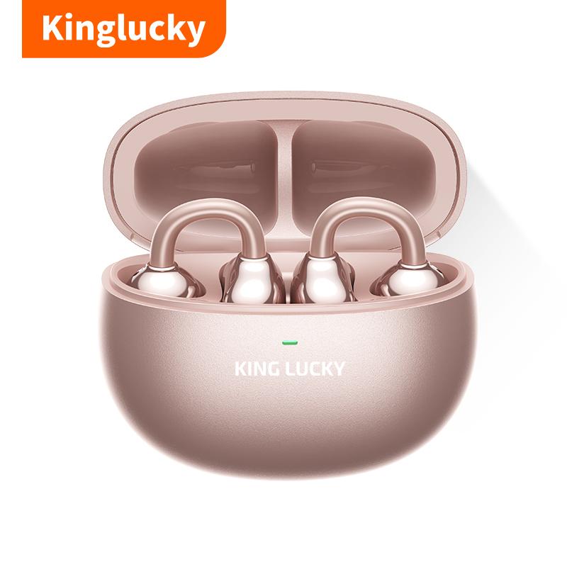 Kinglucky Open-Ear Earbuds, Clip-On Headphones, Bluetooth5.4，Lightweight Comfort, Firm-Shell Design, HIFI Sound,Listen t