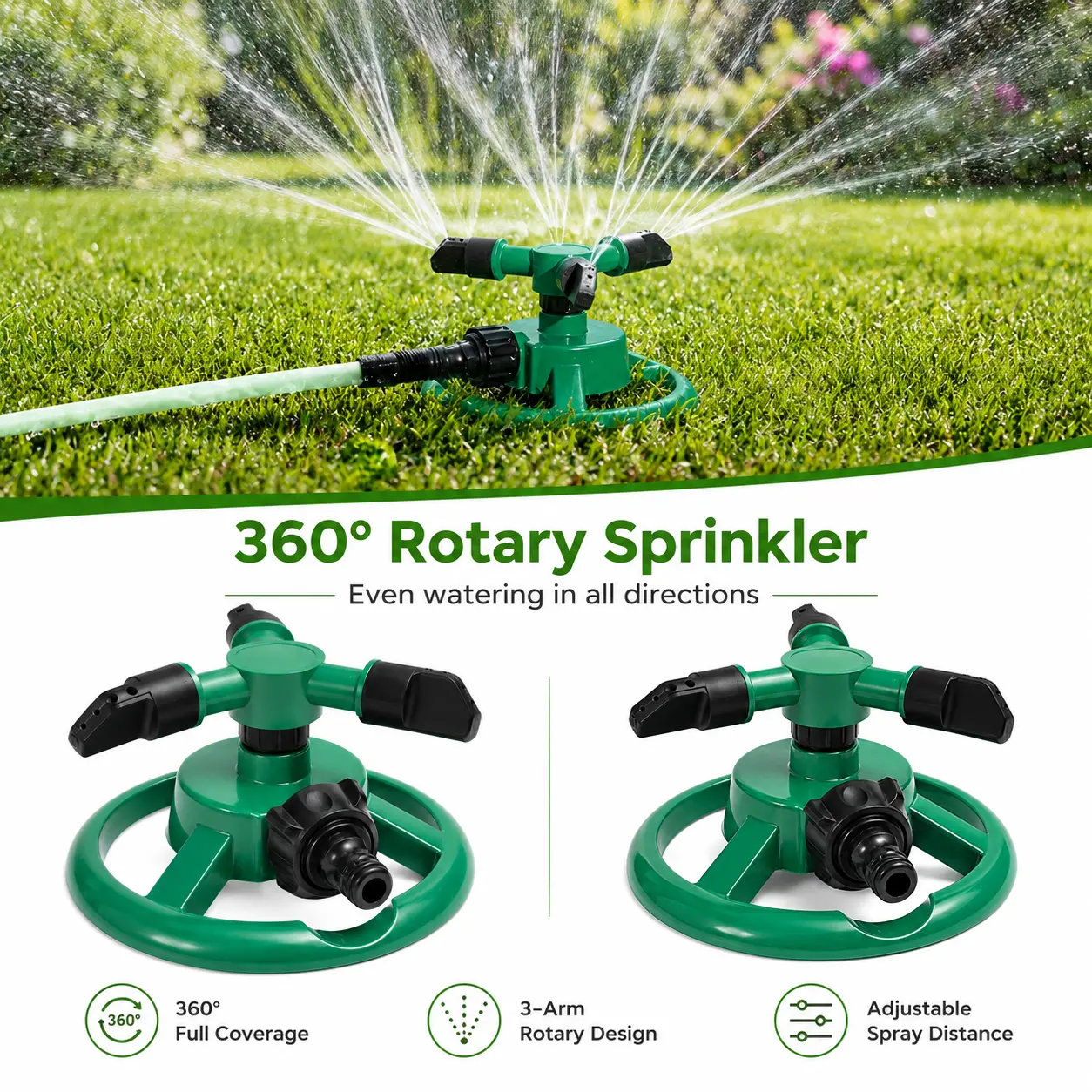 Adjustable Faucet Adapters And 360-Degree Rotating Sprinklers, Manual Lawn Irrigation Nozzles with Adjustable Spray Patterns, Durable Plastic Garden Sprinklers for Efficient Plant Watering And Outdoor Landscape Beautification