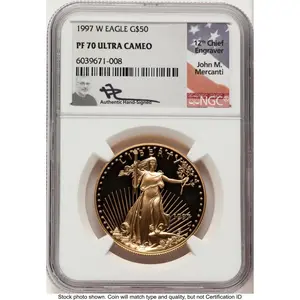 Modern Bullion Coins (1997-W Proof Gold Eagle 1 oz John Mercanti)