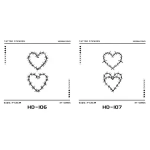 Creative Thorn and Heart Waterproof Herbal Tattoo Stickers, Durable Waterproof for One to Two Weeks, Suitable for Abdomen, Arms, and Legs
