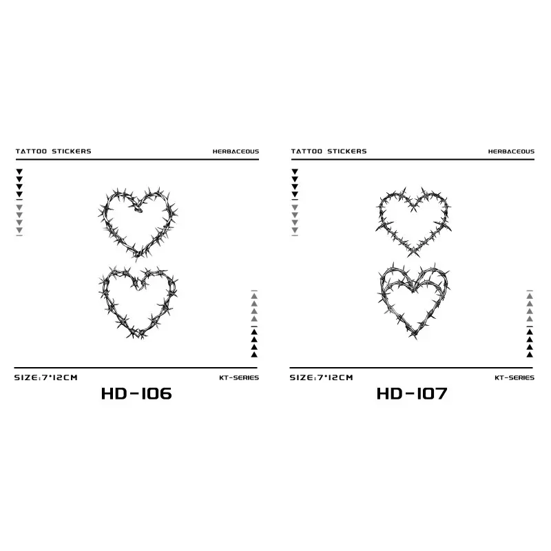 Creative Thorn and Heart Waterproof Herbal Tattoo Stickers, Durable Waterproof for One to Two Weeks, Suitable for Abdomen, Arms, and Legs