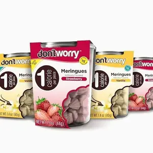 Don't Worry Keto Friendly Meringue Cookies - Strawberry & Vanilla Cookies, 4 Calorie Meringue Cookies, Low Carb Snacks, Healthy Protein Snacks - 4 Pack