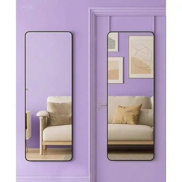 Full Length Wall Mirror with Rounded Corners, Over The Door Hanging Mirror, 48x14 Inch Large Body Mirror, Durable Frameless Design, Safety Tempered Glass for Bedroom Bathroom Decor Father