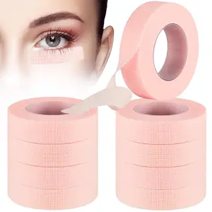 10 Rolls Eyelash Extension Tape Fabric Eyelash Tape Breathable Eyelash Grafting Tape False Eyelash Adhesive Non-woven Tape DIY Sticker for Eyelash Extension, 0.5 Inch, Pink, 10 Yards Makeup Lightweight