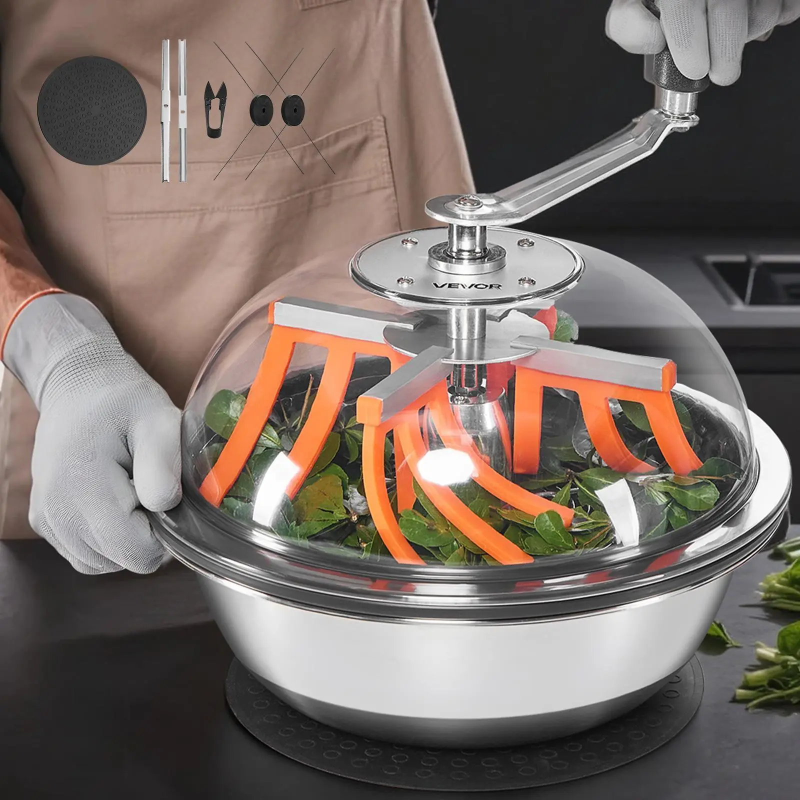 VEVOR 13-in Manual Bud Leaf Trimmer for Hydroponics Users, Sharp Replaceable Stainless Steel Blades, Visual Cutting, Variable Speed Twisted Spin Cut, Wet & Dry Garden Tool for Leaf Trimming