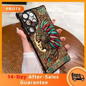 Mysterious Maya style totem personalized phone case suitable for SAMSUNG Galaxy S25 S24 S23 S22 Ultra FE Plus electroplated all inclusive anti fall phone case 016 Protector Screen Protector Protection Protective Cover Cellphone Casing Smartphone