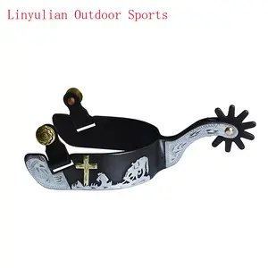 Iron Hair Black Cowboy Horse Embellished with White Copper Decorative Plate Hand Carved (1 Pair)