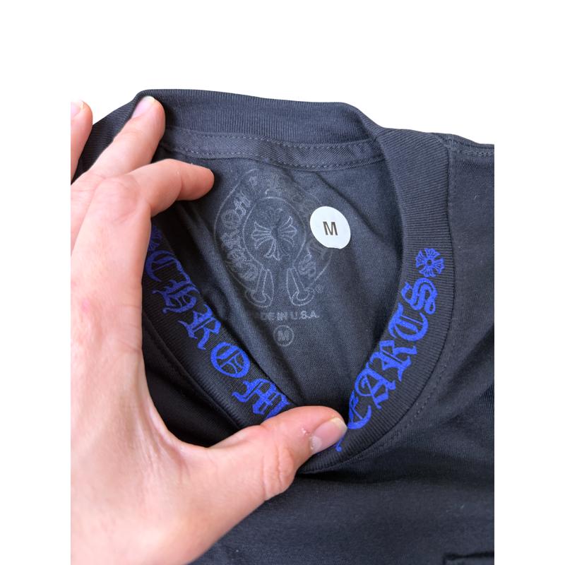 Chrome Hearts Neck Logo Pocket T-Shirt Black / Blue