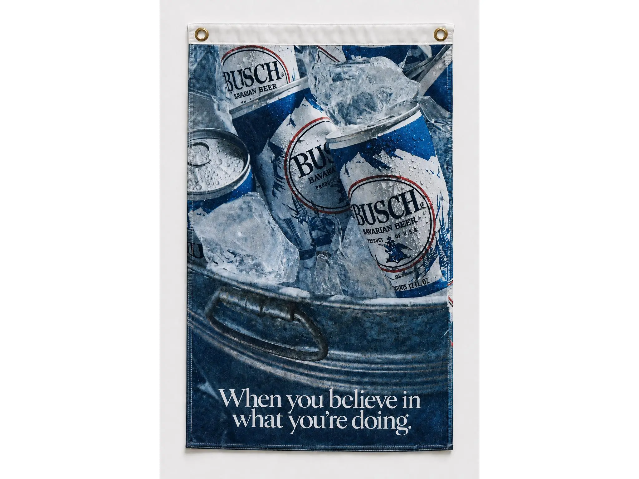 Busch Light Beer Garden Flag, Vintage Ice Bucket Vertical Banner, Outdoor Porch Patio Yard Decor, Man Cave Bar Garage Gift