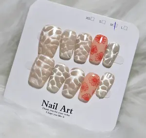 Coral Floral Shimmer Press-On Nail Set