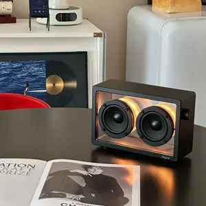 Jayine Cassette Glow - Cyberpunk Setup Aesthetic Decor, Portable Wireless Speaker with 5000mAh Battery Capacity, RGB LED Dynamic Lighting, Knob Control,Home Art for Gaming Room & Office Decor,Interactive Night Gift Interaction lamps