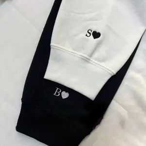 [CUSTOM IN DESCRIPTION] Custom Embroidered Initial Heart Sweatshirt, Couple Shirt, Initial On Sleeve, Couple's Shirt, Anniversary, Valentines Day