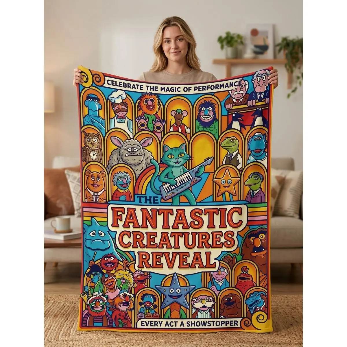 The Muppet Show Blanket Super soft flannel blanket, an ideal gift for children Suitable For Use on Sofas, Beds, or For Travel, Gentle on The Skin, an Excellent Gift Multi-Purpose Holiday Blanket
