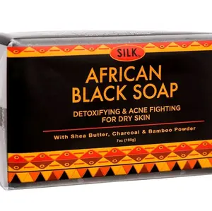 African Black Soap 7oz for Acne, Eczema, Dry Skin, Psoriasis, Scar Removal, Face & Body Wash - Shea Butter, Charcoal, Bamboo Powder  (Pack of 1) Skincare Facial Cleansing Body Care Skin Repair Cleanser