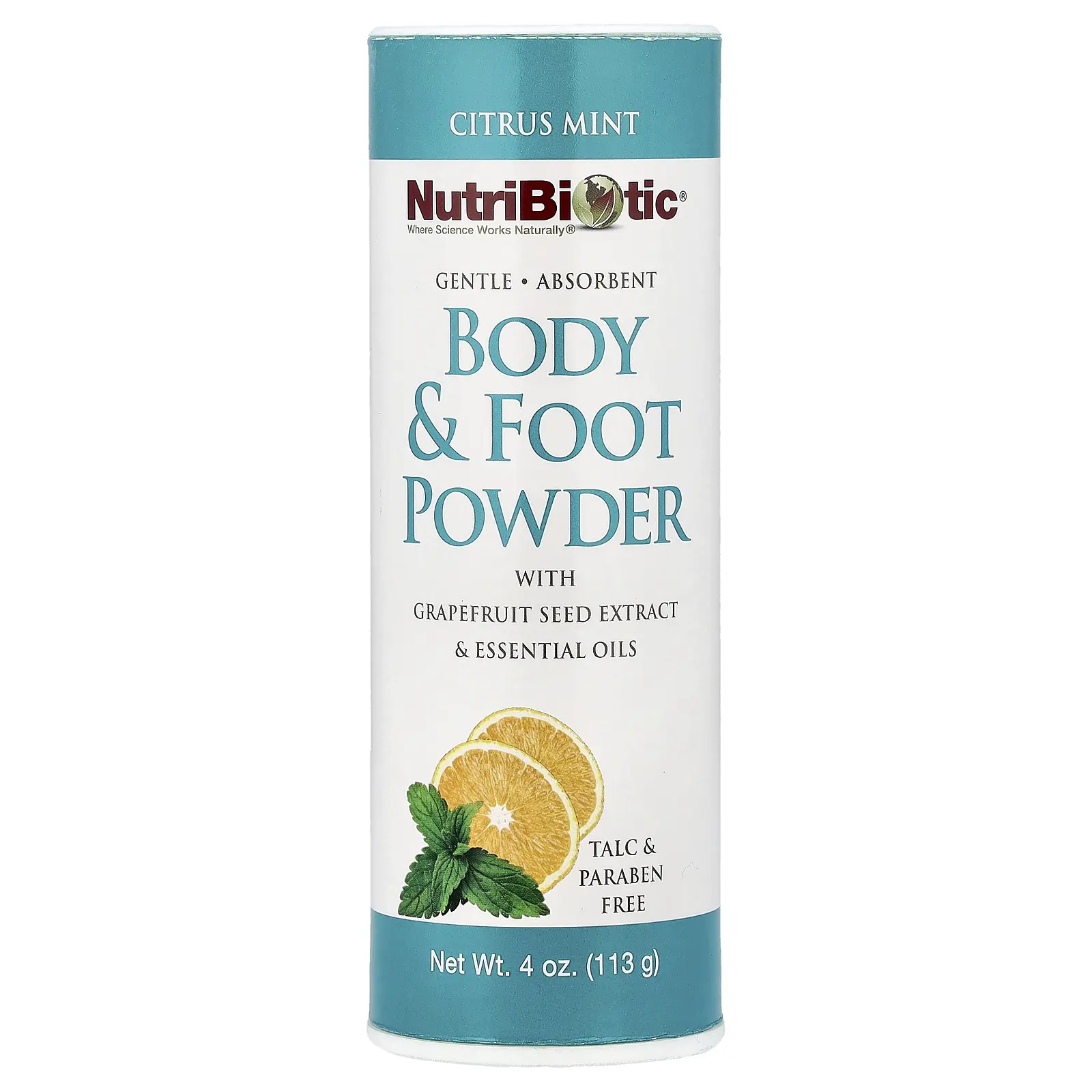 NutriBiotic Body & Foot Powder with Grapefruit Seed Extract & Essential Oils, Citrus Mint, 4 oz (113 g)