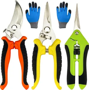 Mother Day Gift Pruning Shears, 4 Pack Garden Shears with Gardening gloves, Clippers Handheld, Stainless Steel Garden Snips,  Pruners for Gardening