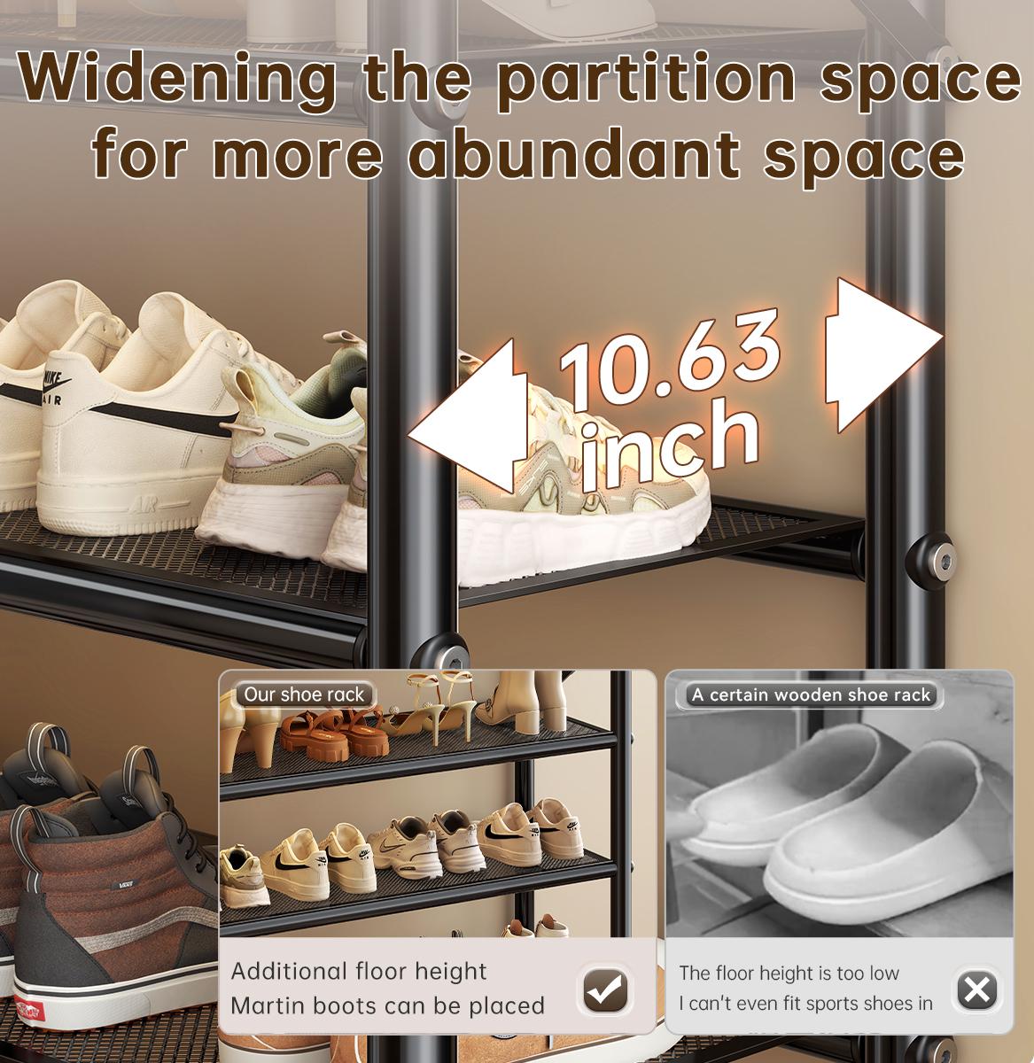 MiaoLi 4-Tier ABS Plastic Freestanding Shoe Storage Shelf - No-Assembly Foldable, Adjustable Shelves, 20-25 Kg High Capacity, Corrosion Resistant, Space-Saving Home Storage Solutions for Entrance/Closet, Adjustable Shoe Cabinet