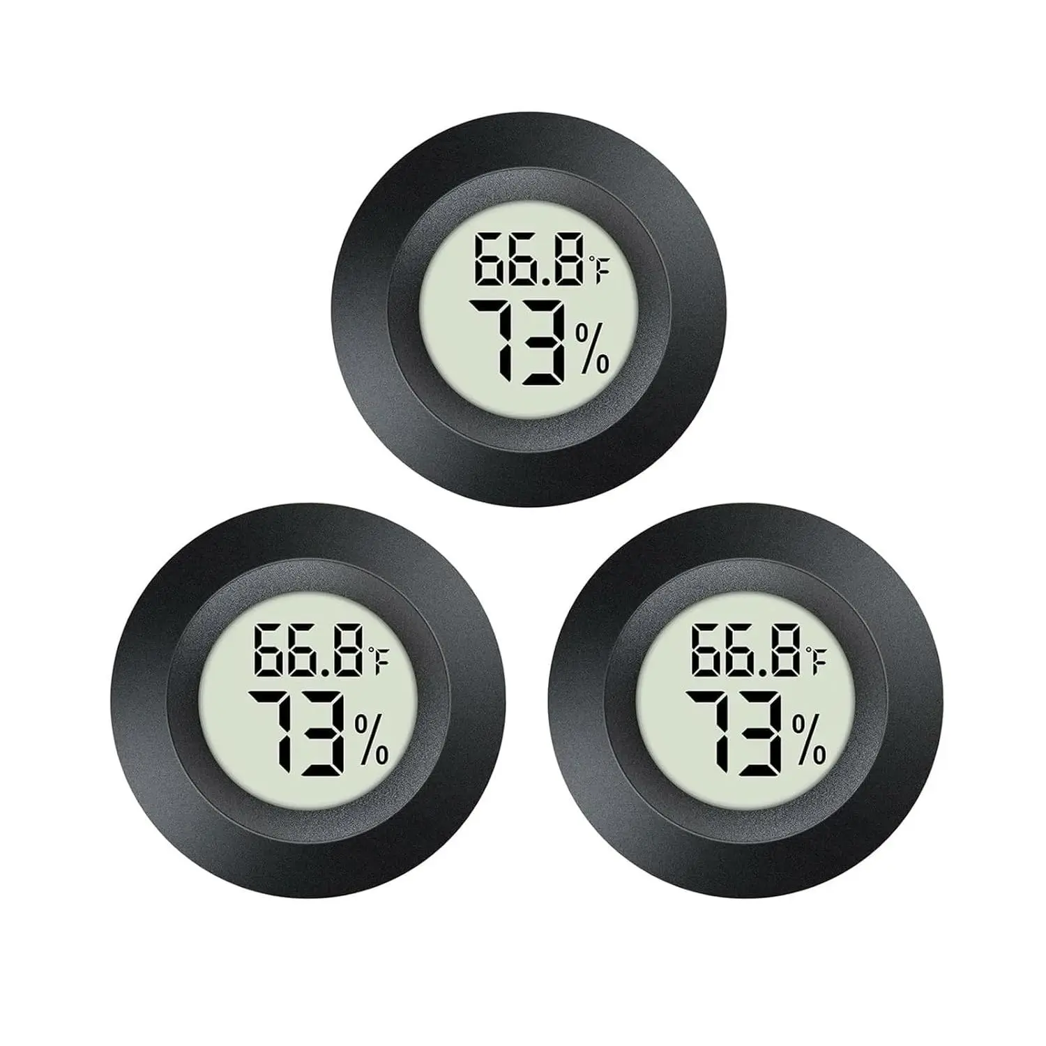 3 count Mini Hygrometer Thermometer Indoor Outdoor Round Humidity Meter Temperature Gauge Humidity Sensor Fahrenheit Switchable Celsius  for Reptile Jars  Printer