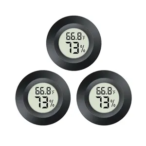 3 count Mini Hygrometer Thermometer Indoor Outdoor Round Humidity Meter Temperature Gauge Humidity Sensor Fahrenheit Switchable Celsius  for Reptile Jars  Printer