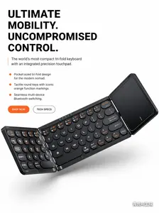 Ultra-Thin Foldable Mini Wireless Bluetooth Keyboard, Portable Foldable Tablet Keyboard for Tablet, Laptop, Phone, Simple Design for Home Office Travel