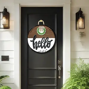 DK Classic Stain Hello Door Hanger w / Room for a Mini