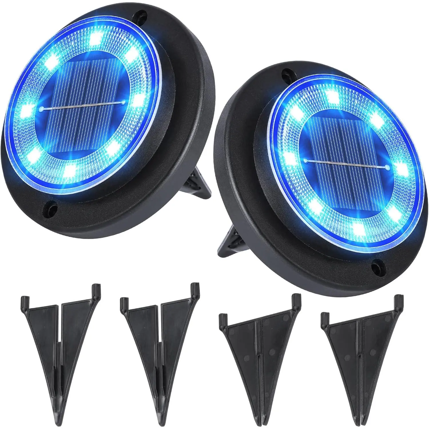 Solar Ground Lights - Solar  Lights Outdoor Solar Disk Light  Landscape Light for Patio Yard Pathway Walkway Driveway (Blue, 2 Pack)
