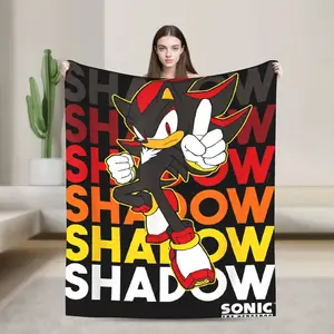 Shadow the Hedgehog Velvet Throw Blanket Soft Multi Function Cozy Bed Office Sofa Decor Rug Lightweight Warm Fleece Blanket for Kids Adults Fans Gaming Room Dorm