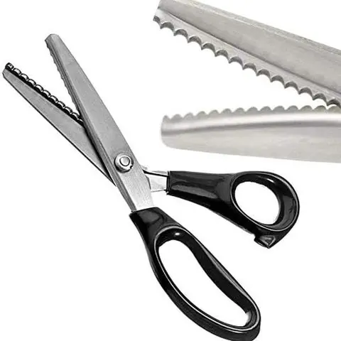 PQRQP Stainless Steel Zig-Zag Edge Serrated Blade Scissors with Adjustable Screw - Durable Sharp Home Supplies for Adults - DIY Craft Sewing Fabric Paper Tools