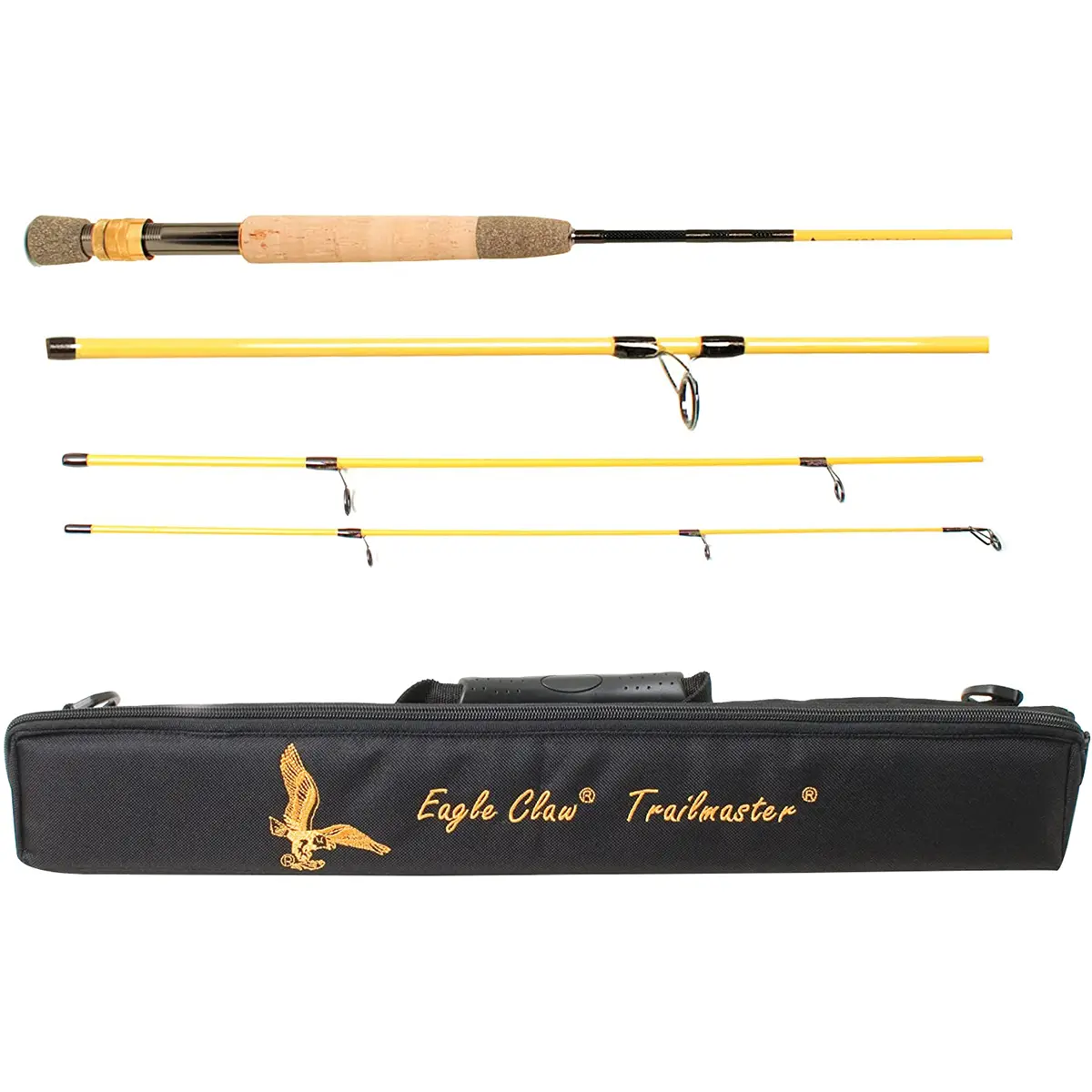 Eagle Claw Trailmaster 8'6" Ultra Light Travel Fly Fishing Rod Set - 6-Piece, 4/5 Line Weight, IM-7 Complex Composite Blank, Beautiful Custom Cork Handle, Titanium Oxide Guides, Padded Case