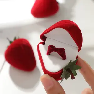 Strawberry red Wedding Prposal Gift Box Earrings Organizer Rings Container Trinket Box Ring Box Jewelry Organizer Packaging Box