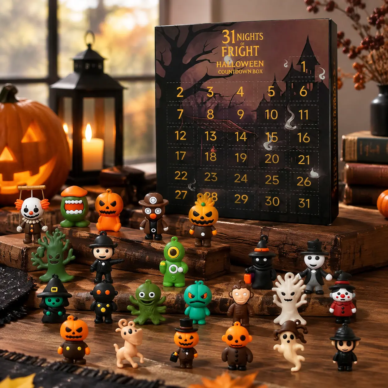 2026 Halloween Countdown Advent Calendar Plastic Gift Box - 31 Nights of Scary/Creepy Blindbags Surprise Set, 3-5CM Scary Doll Minifigures, Hanging Charms, Mini Decorations, Daily Surprise, Festive Horror Vibe, Perfect Gift Idea for Horror Lovers