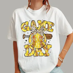 Game DaySoftball Coquette T-Shirt,Softball Bow T-Shirt,Softball Mama Shirt, BrushstrokeSoftball Tee Fabric Fit