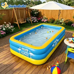 Swimbobo 2m Rectangular Inflatable Pool, Leak-Proof PVC Material, Quick-Inflate Outdoor Pool, Ideal for Backyard, Beach, Camping, Parties