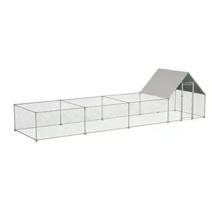 DOMISO Most Loved Metal Chicken Coop, Walk-in Chicken Run, Galvanized Wire Poultry Chicken House with Waterproof and Anti-Ultraviolet Cover