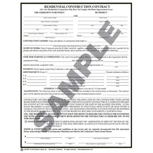 202-RR - Residential Construction Contract (Pack of 50 Forms)