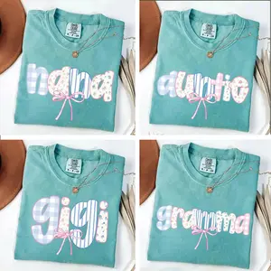 Custom Comfort Colors Auntie Gigi Nana Grandma Shirt, Personalized Floral Bow T-Shirt, Custom Family Names Tee, Coquette Aesthetic Gift for Mom, Nana Mimi Grammy Shirt, Mother’s Day Gift – DPCLICK