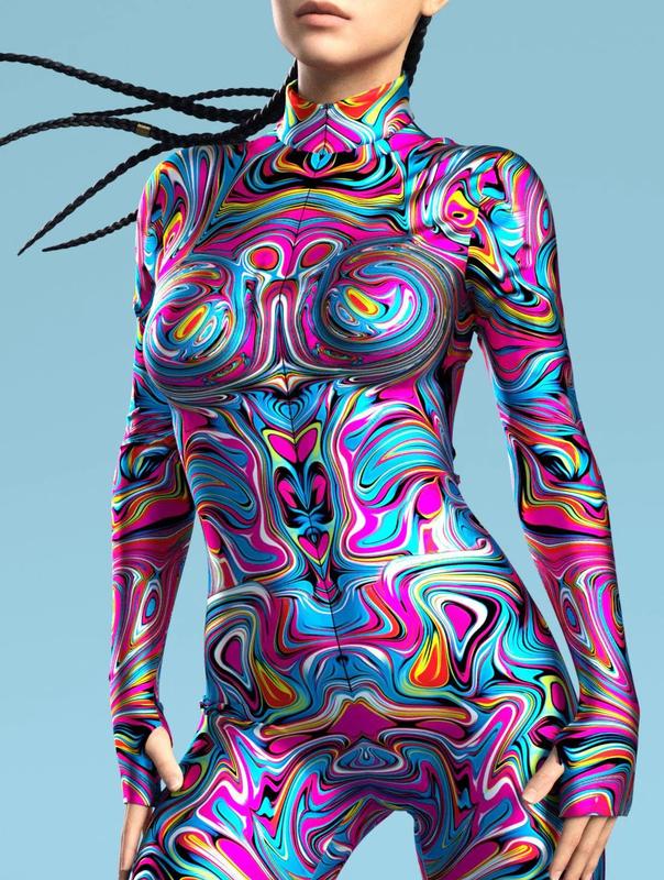 Colorful and dazzling spandex Lycra full body printed jumpsuit, Halloween costume, holiday party costume, pole dance costume, sports yoga fitness suit ava  wagner  costume Clothes Womenswear Multicolor Skinny Slim maid  outfits