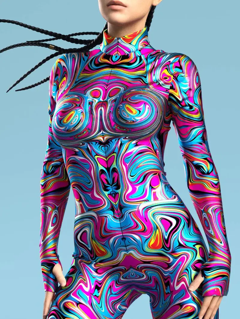 Colorful and dazzling spandex Lycra full body printed jumpsuit, Halloween costume, holiday party costume, pole dance costume, sports yoga fitness suit ava  wagner  costume Clothes Womenswear Multicolor Skinny Slim maid  outfits