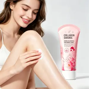 Mild Sakura Hair Removal Cream, Collagen Formula for Silky Skin, Body Hair Remover for Daily Care