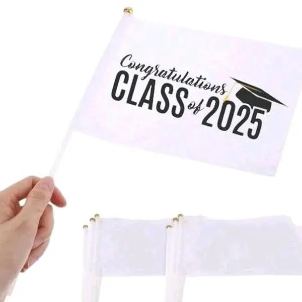 Customized Year Graduation Flags - Set of 2 for Graduation Party Gifts