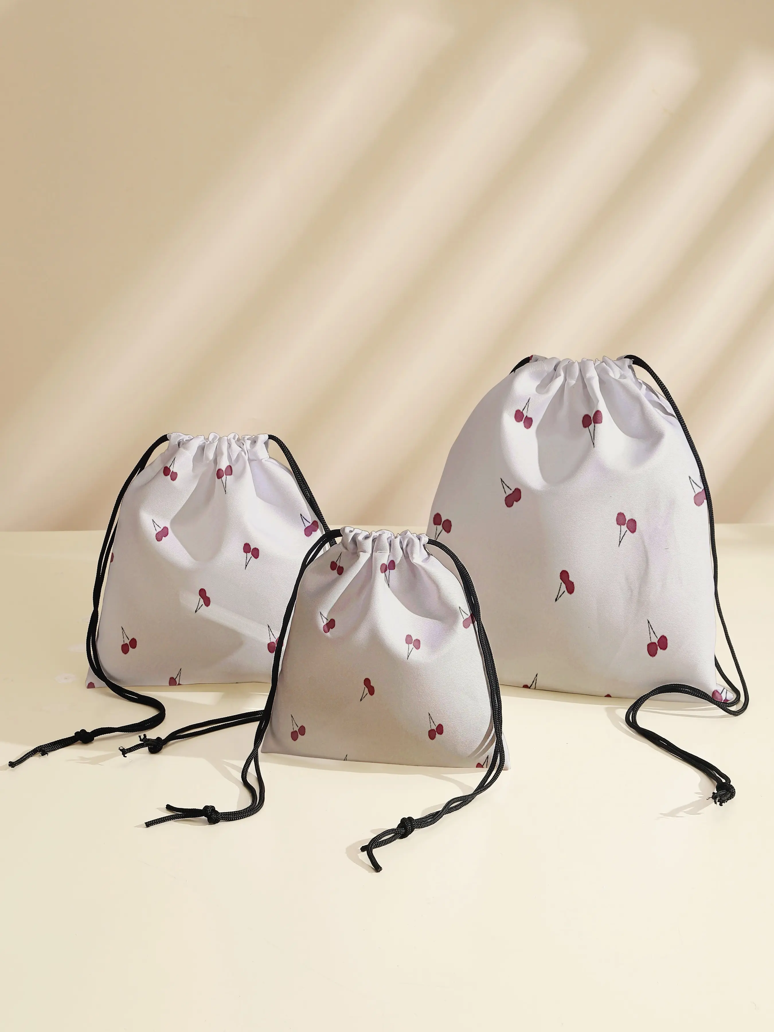 Creative Cherry Pattern Drawstring Bag, Multi-Purpose Storage Bag, Portable Travel Dustproof Bag, Mommy Diaper Bag, Jewelry Cosmetic Gift Bag