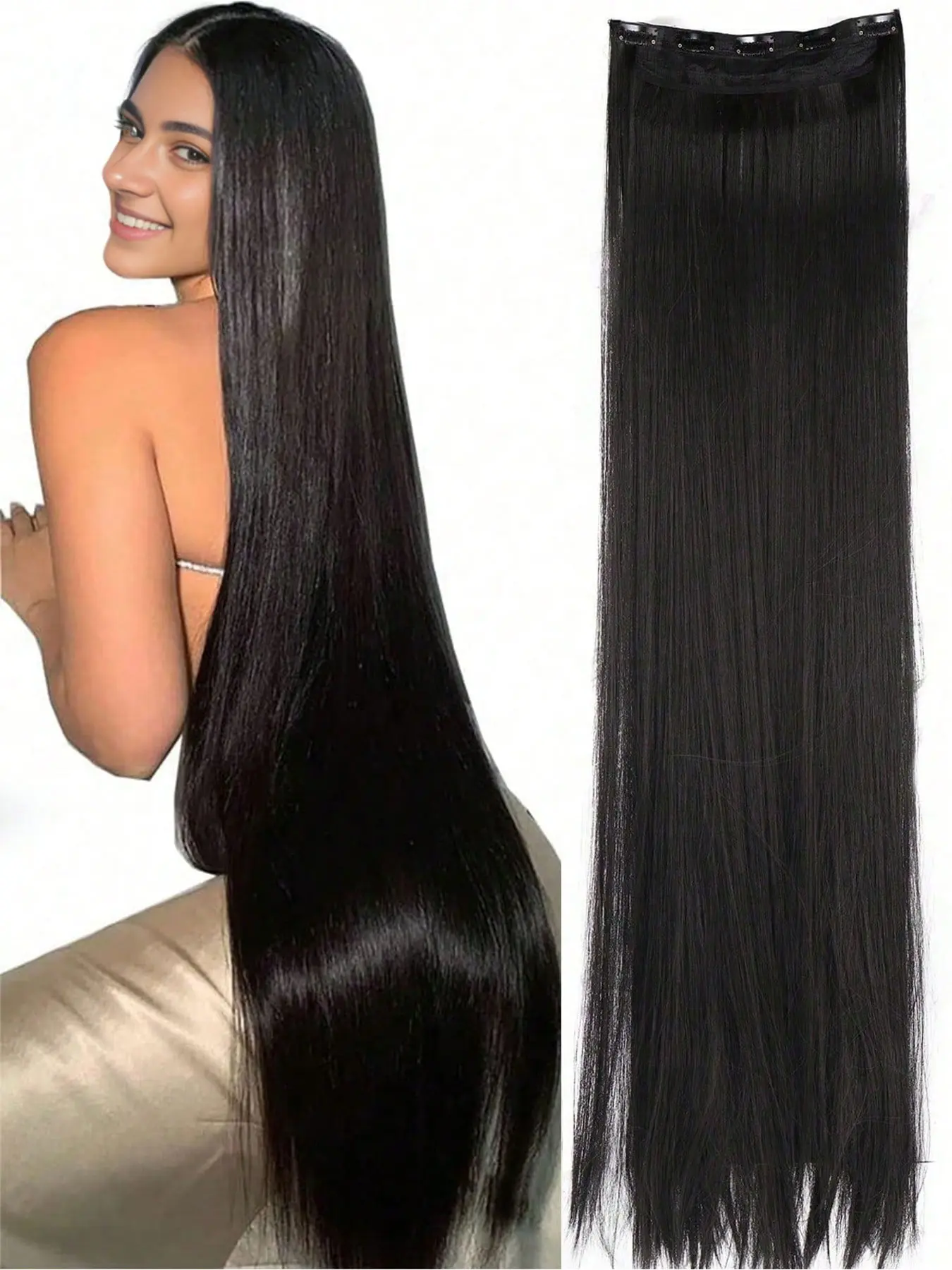 Super Long Straight Hair Extensions for Women, 30 Inch Extra Long Length Clip-In Hairpieces, Invisible Instant Styling, Perfect for Cosplay and Daily Use, Synthetic Hair Extension, Seamless Extensions