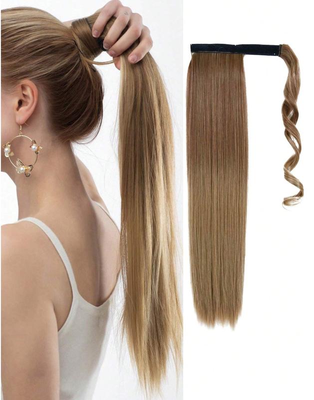 long straight hair wig piece ponytail synthetic female ponytail hair extensions