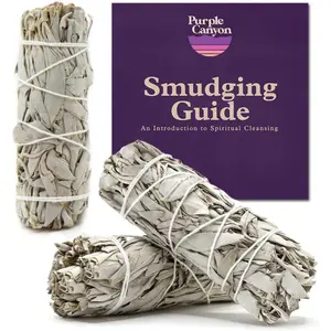 PURPLE CANYON White Sage Bundles - 3 Pack - Sage Smudge Stick for Home Cleansing Incense Healing Meditation and California Smudge Sticks Rituals - 4 Inch Purple Canyon