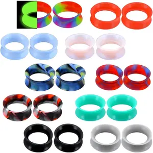 20 count Thin  Ear Gauges - Flexible Double Flared Tunnel Ear Plugs