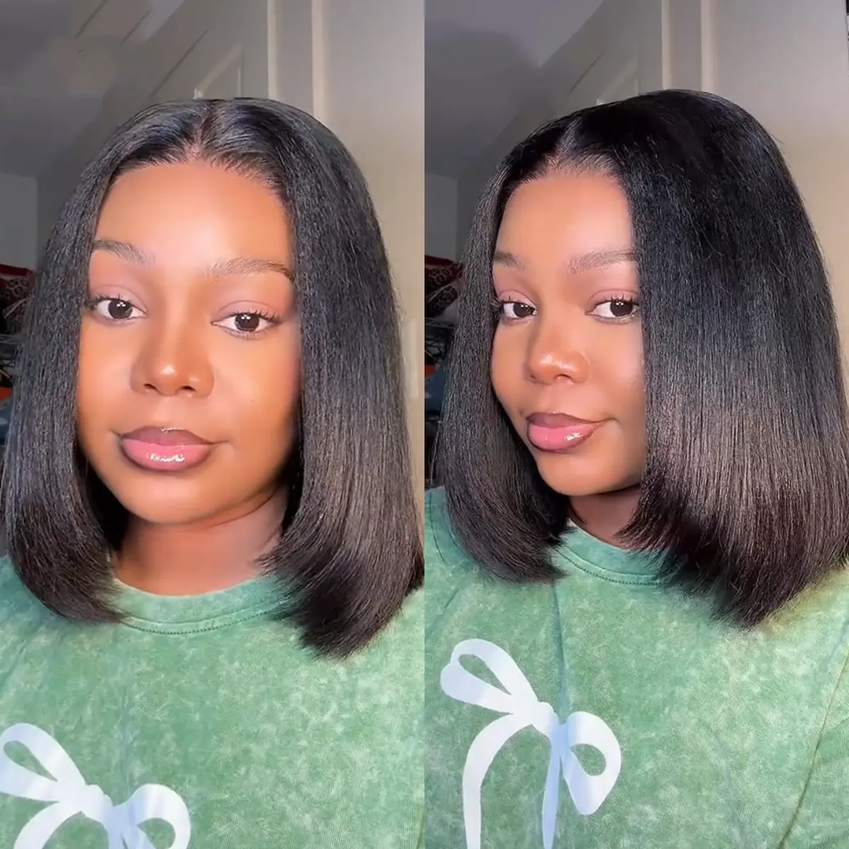 UNice Glueless Yaki Straight Short Bob Wig with Drawstring Pre-cut 7x5 HD Lace Human Hair Wigs with Bleached Knots Beginner Friendly Natural Hairline #tiktokshopstockup