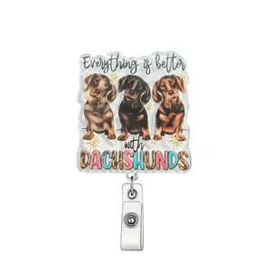 Cute Dog Pattern Retractable Badge Holder, 1 Count Lovely Badge Scroll with ID Card Pack, Suitable for Students Office Staff Doctors Nurses Teachers, Animal Shaped Badges, Badge Buddy Nursing