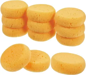 12 Pcs Pottery Sponges, 2.75 inch Yellow Round Sponges for Clay Art, Painting & Crafts, Tack Cleaning Sponges for Household & Leather Care
