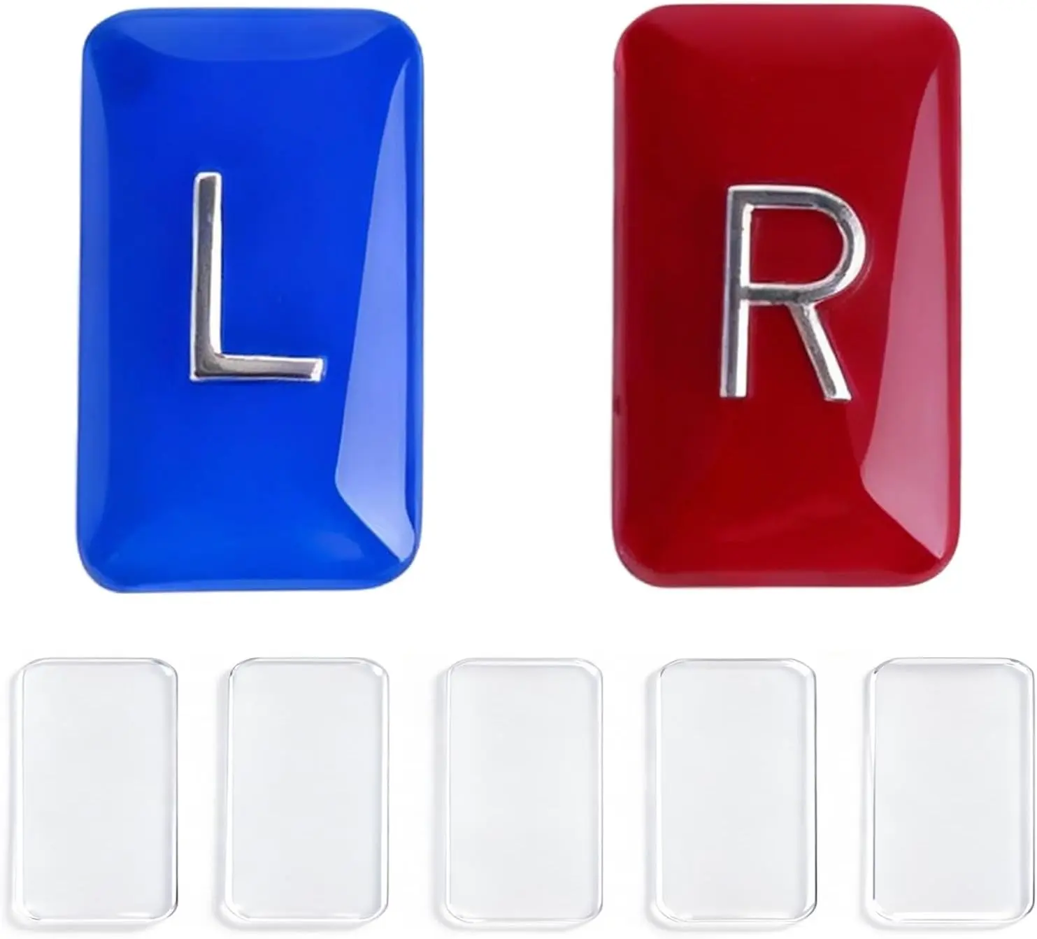 Clear Epoxy Resin Markers with Lead L & R Letters No Initials Small Rectangle Reusable & Washable Includes 5-Piece Adhesive Strips for Extra Strength