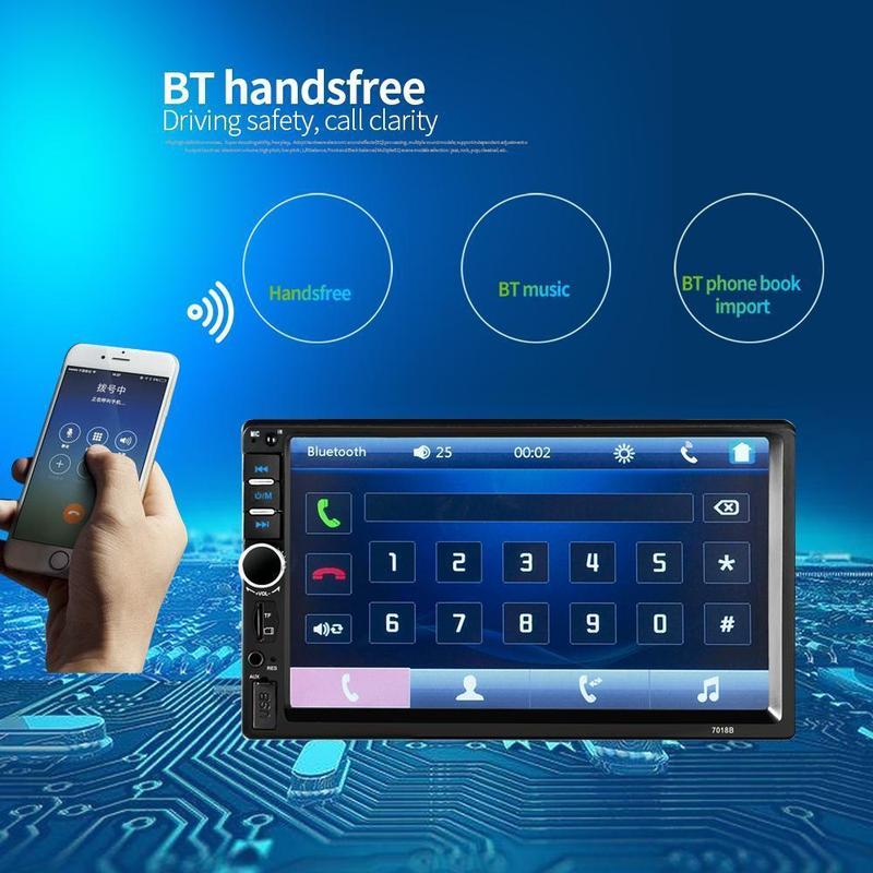 Double Din Car Stereo Car Radio with Bluetooth 7 Inch Touch Screen FM Radio Link USB 2 Din Car Audio Receiver Remote Control Steering Wheel Control Backup Camera